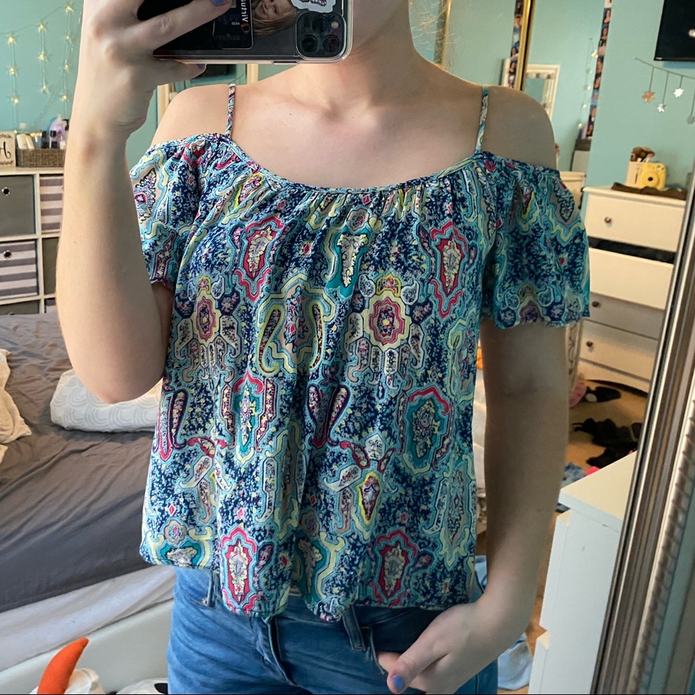 Paisley Off The Shoulder Shirt